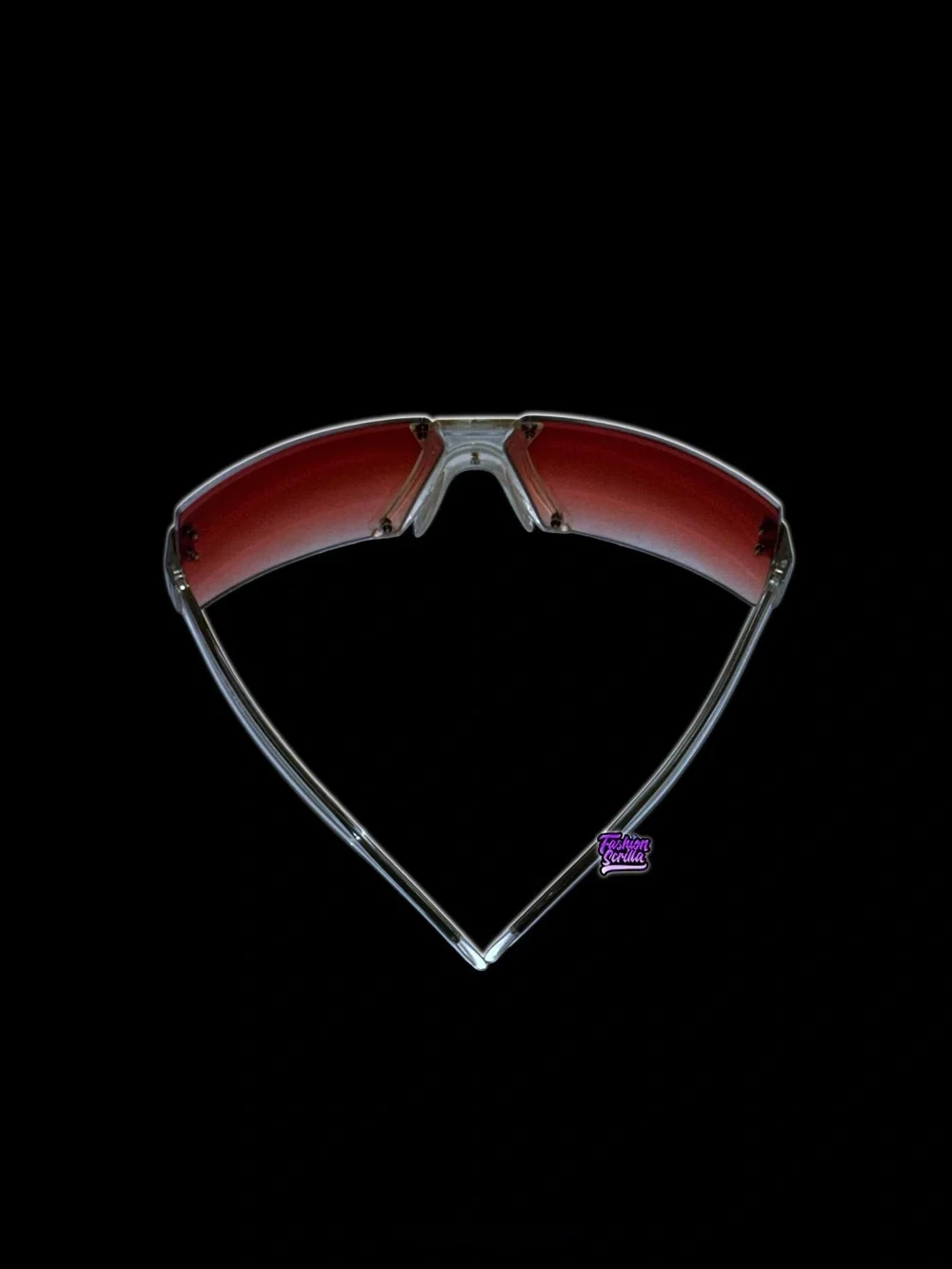 Vintage Chanel 2000s Rimless Wrap Around Y2K Neon Shield Translucent Sunglasses